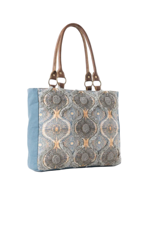 Myra Brand Faded Blue Seabound Mosaic Hand or Tote Bag