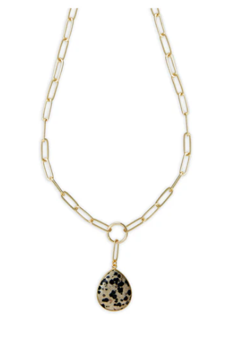 Myra Brand Sprinklers Rose Gold Spotted Stone Pendant Necklace